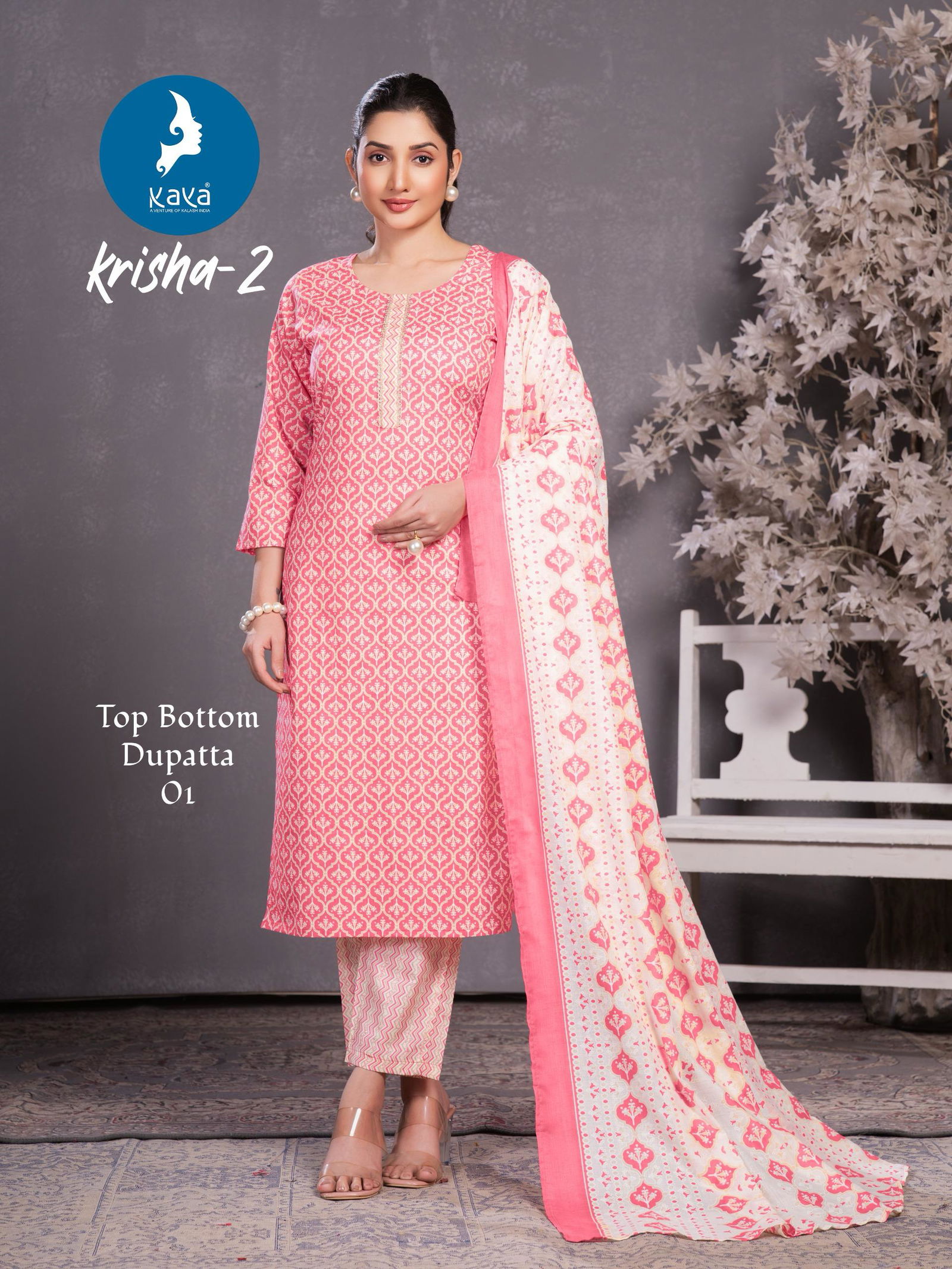 Krisha 2 By Kaya Cotton Printed Online Kurti With Bottom Dupatta Wholesale